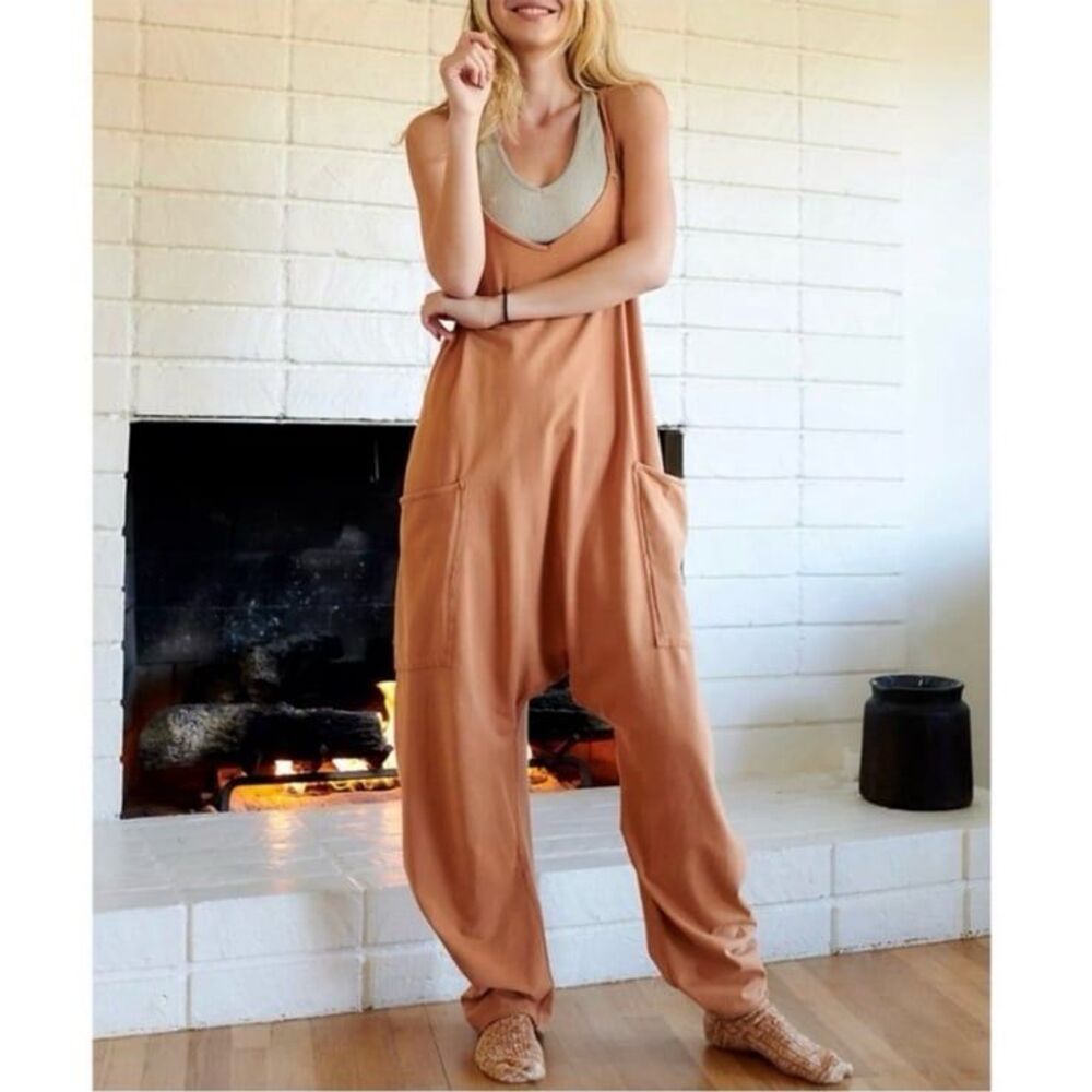 Free People Movement Hot Shot One Piece Dropped Gusset Harem Knit Jumpsuit Med